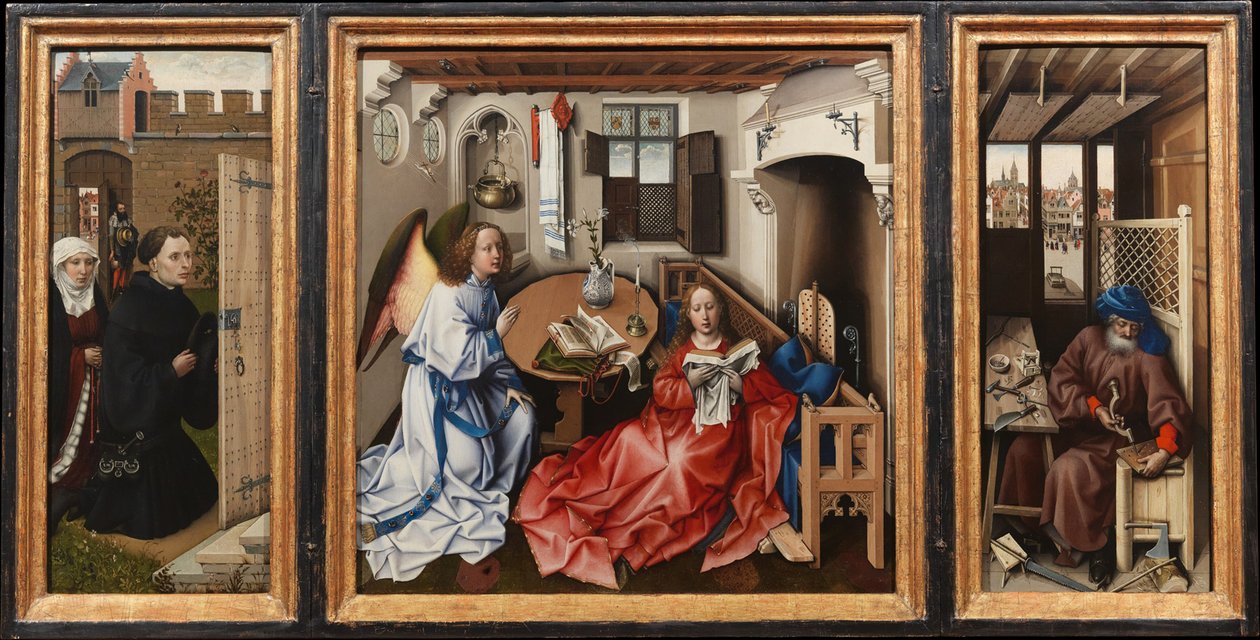 Tryptyk Zwiastowania (Ołtarz Merode), ok. 1427-32 (olej na dębie) autorstwa 13758 1444 Master of Flemalle