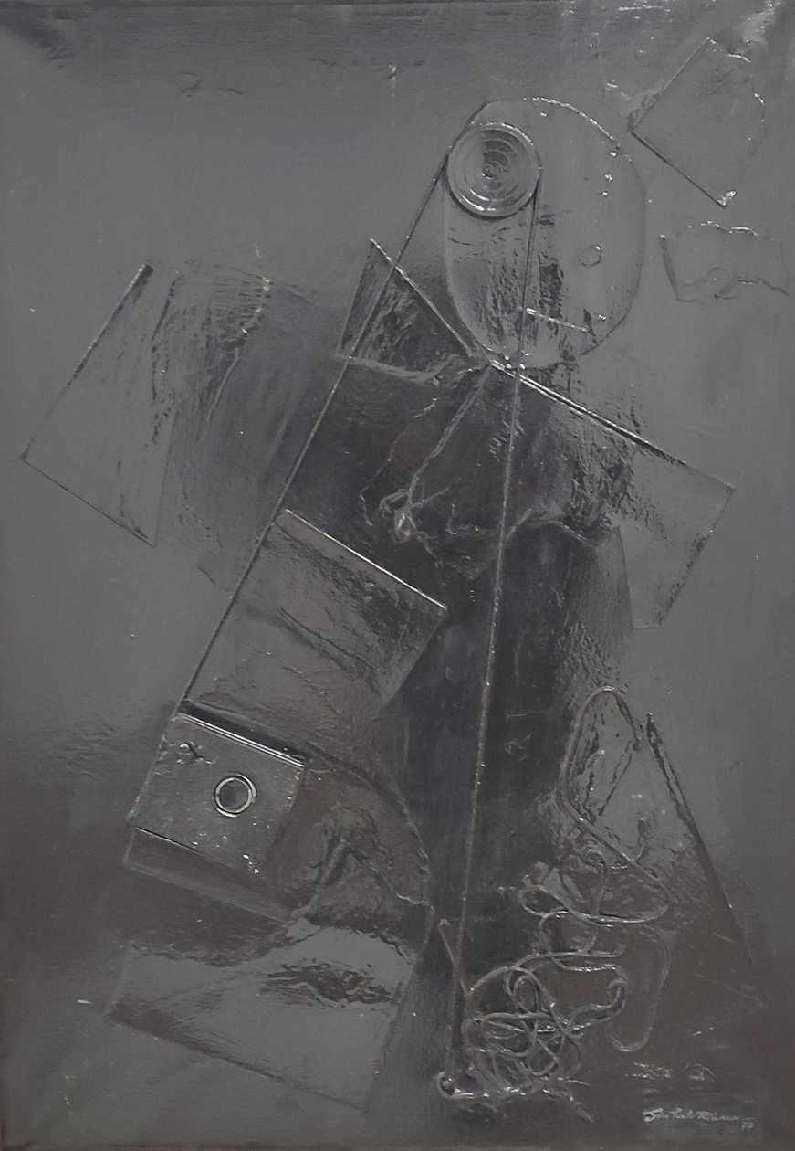 G. C. Riccardi, Combustione n. 2, 1977, mieszane media na płótnie, 60x80, Arpino, Fundacja Umberto Mastroianniego, Włochy. autorstwa Gian Carlo Riccardi