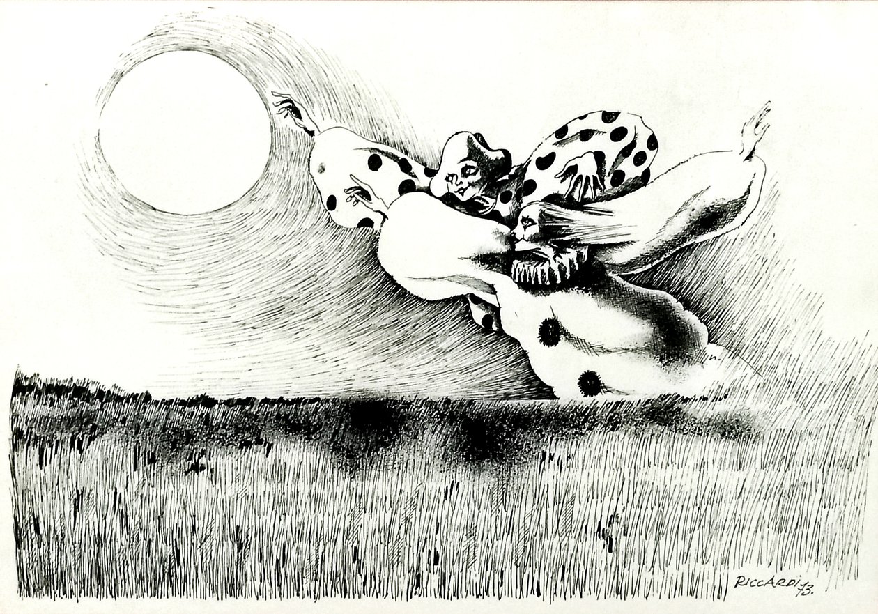 G. C. Riccardi, Bez tytułu, 1973, Tinte auf Papier, 50x70, Italien. autorstwa Gian Carlo Riccardi