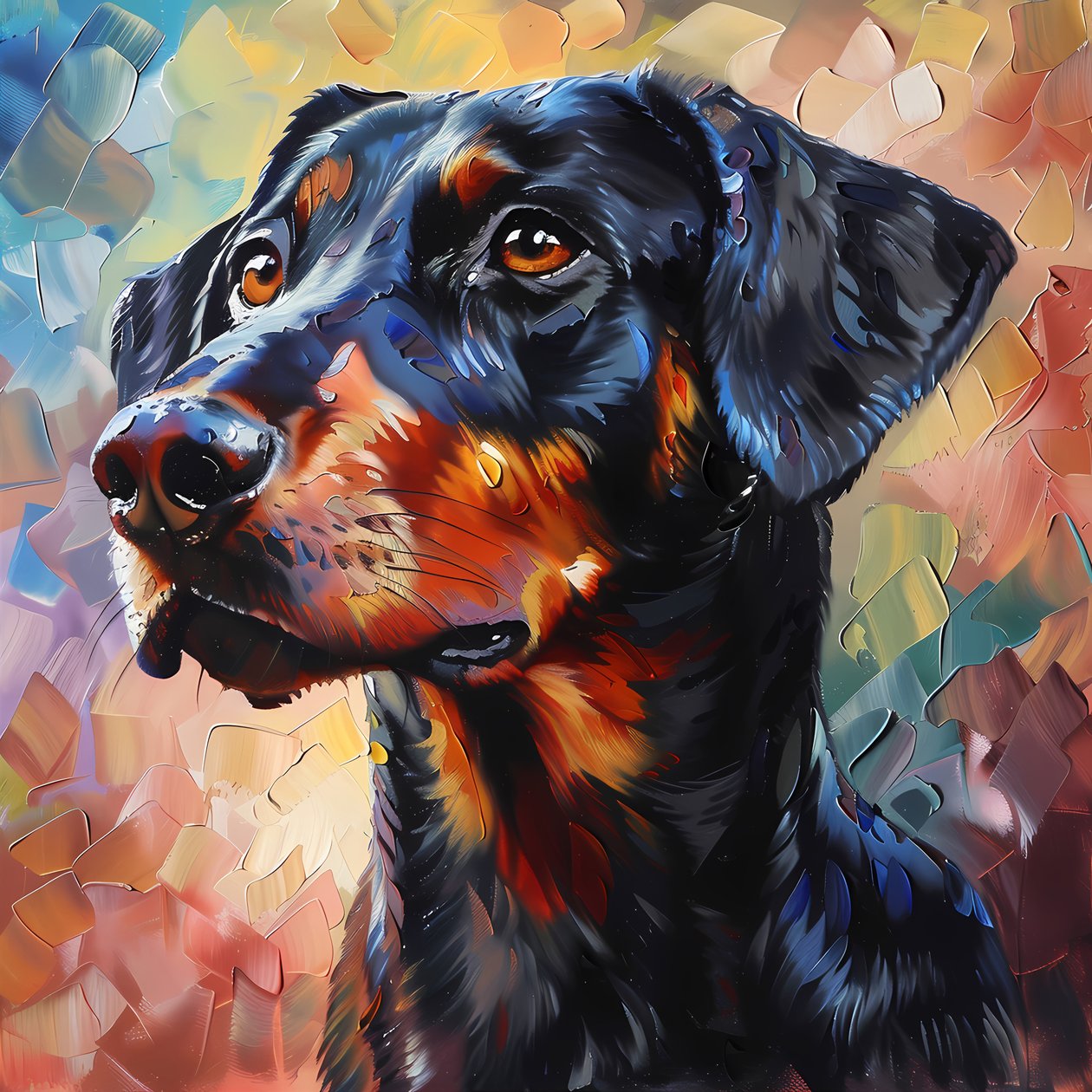 Abstrakcyjny obraz psa Rhodesian Ridgeback, dekoracja zwierzęca, grafika ścienna autorstwa F. Abderrahim