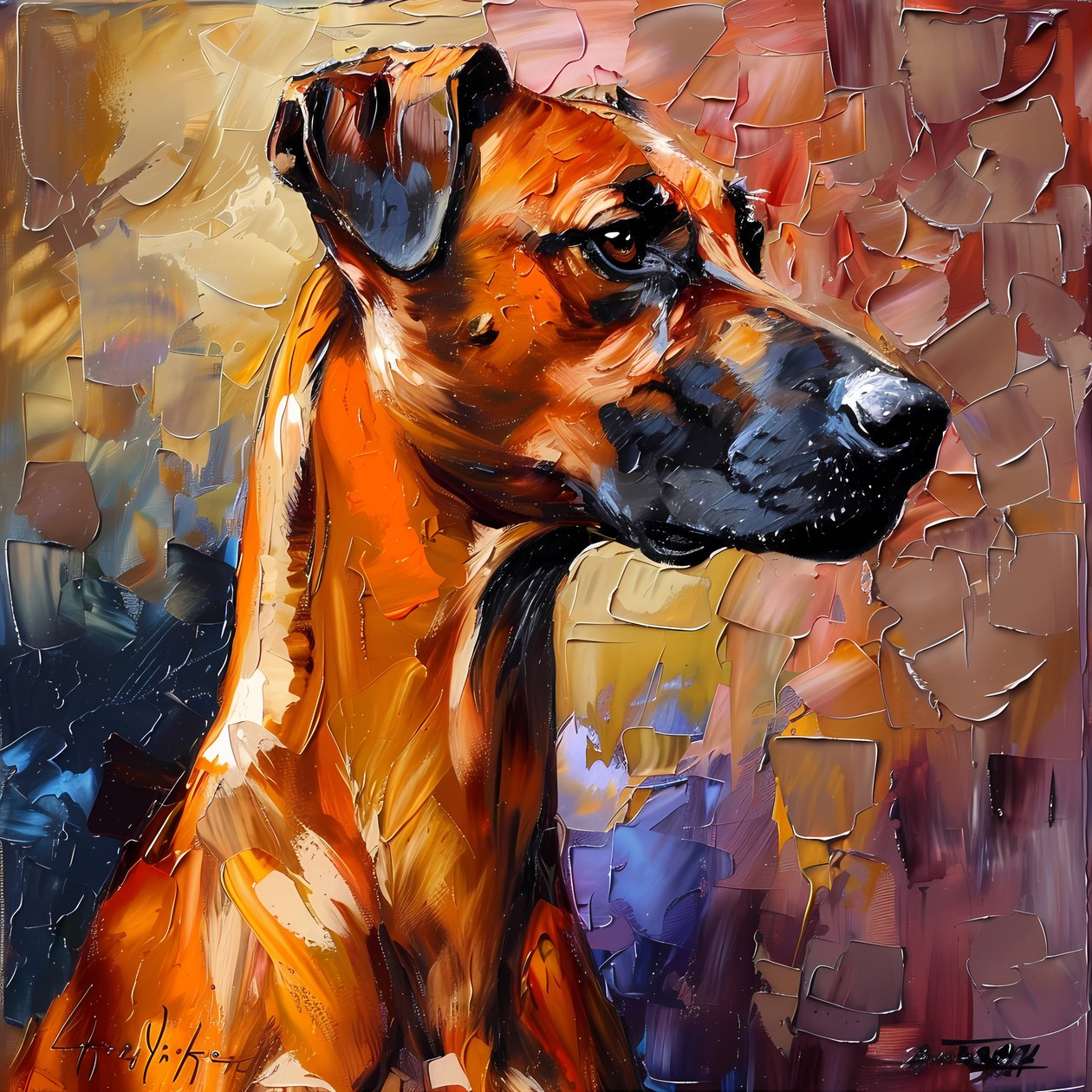 Abstrakcyjny obraz Rhodesian Ridgeback Dog, dekoracja ścienna, wydruki na płótnie autorstwa F. Abderrahim