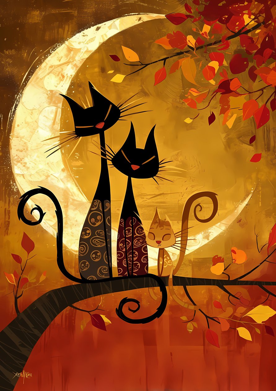 Feline Cute Cats Family Portrait, plakaty w ramie, druk na zamówienie autorstwa F. Abderrahim