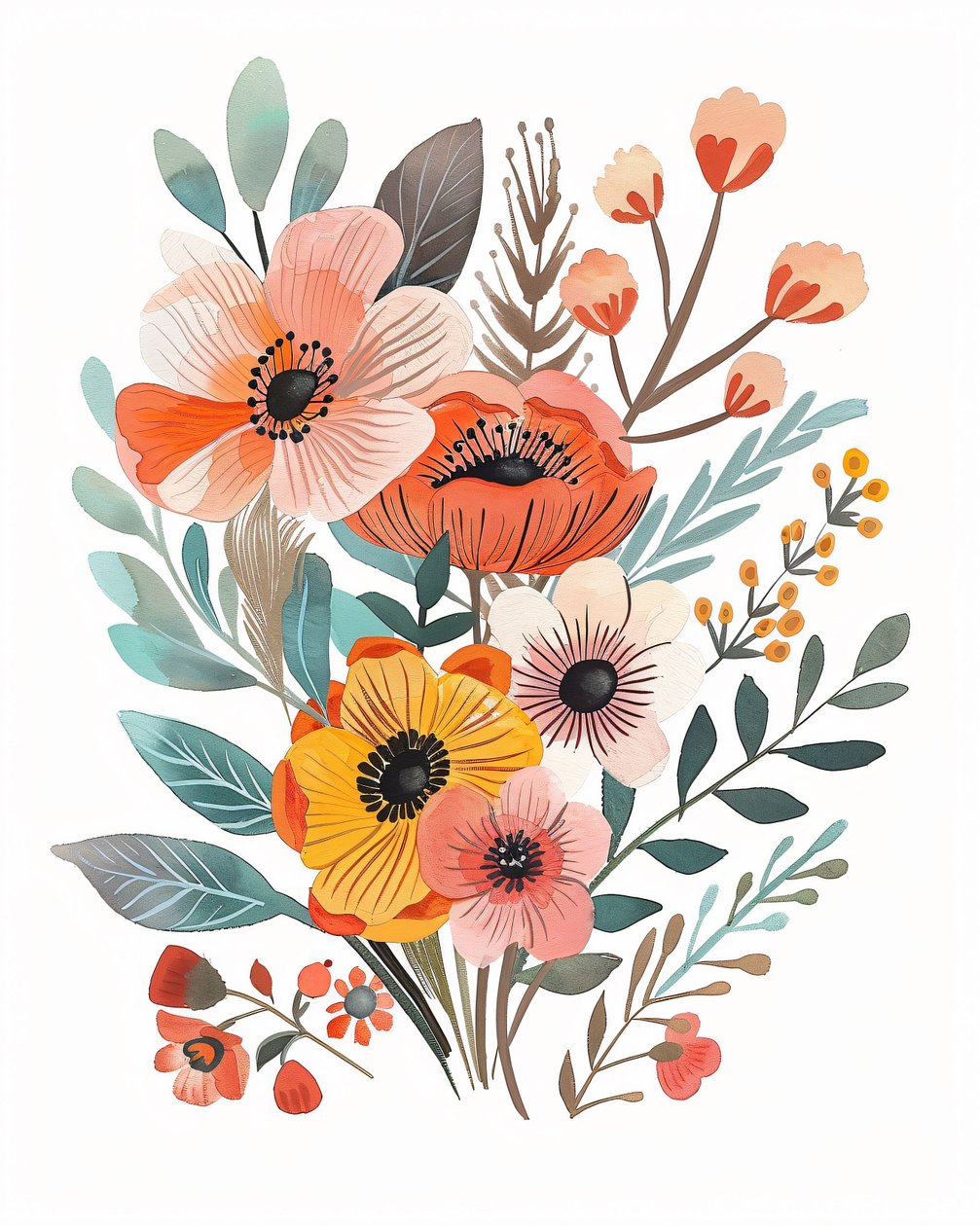 Bohemian floral nursery dla plakatów botanicznych do wydruków ściennych i wydruków na płótnie autorstwa F. Abderrahim