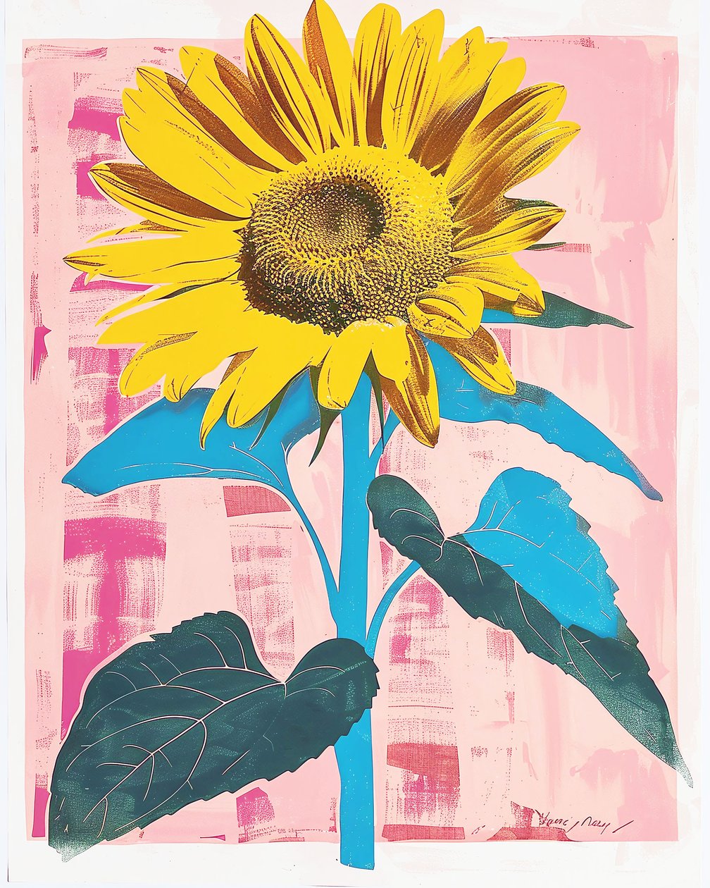 Słonecznik na płótnie: botaniczny inspirowany Henri Matisse, grafika ścienna autorstwa F. Abderrahim