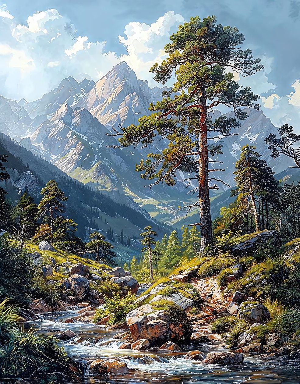 Roggalspitze w górach Lechquelle, dekoracja ścienna na sprzedaż autorstwa F. Abderrahim