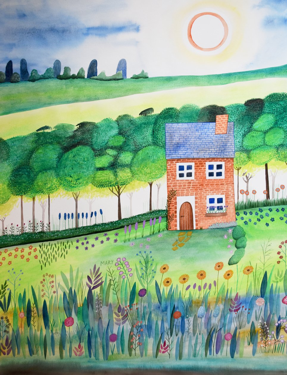 Chata na skraju lasu autorstwa Marys Watercolors