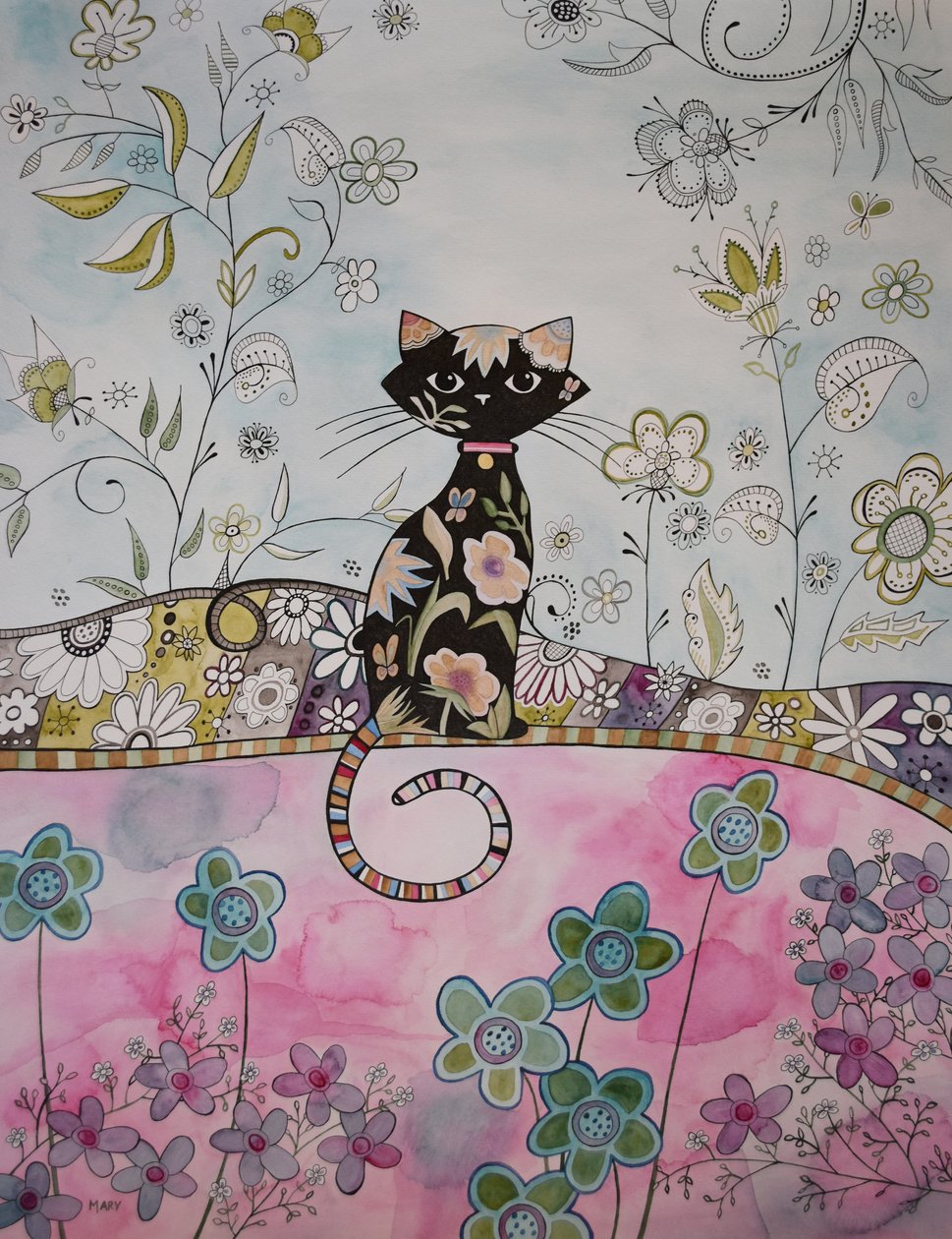 Czarny kotek autorstwa Marys Watercolors