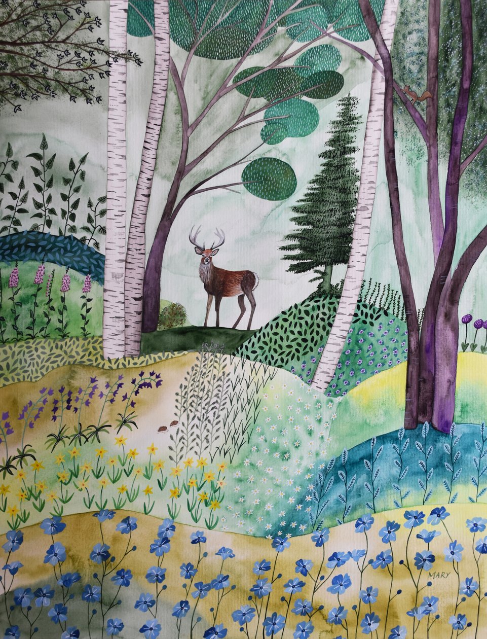 Wiosna w lesie autorstwa Marys Watercolors