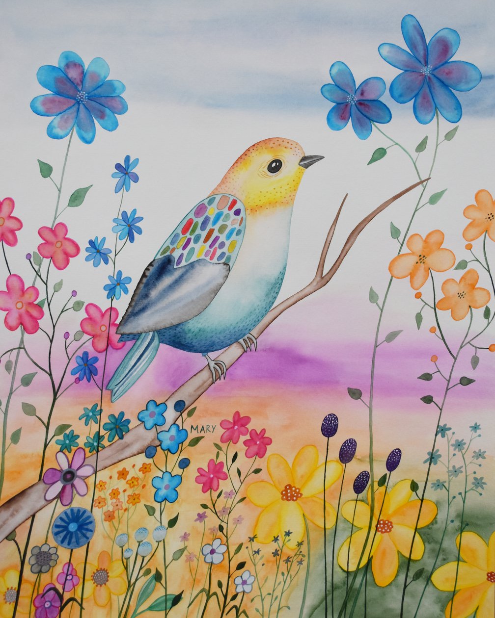 Nowoczesny ptak autorstwa Marys Watercolors