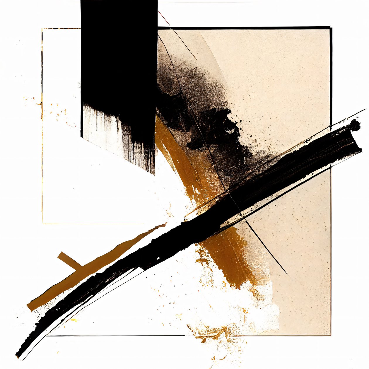 Czarno-beżowa grafika ścienna Diagonal Strokes, wydruk na płótnie na zamówienie autorstwa F. Abderrahim