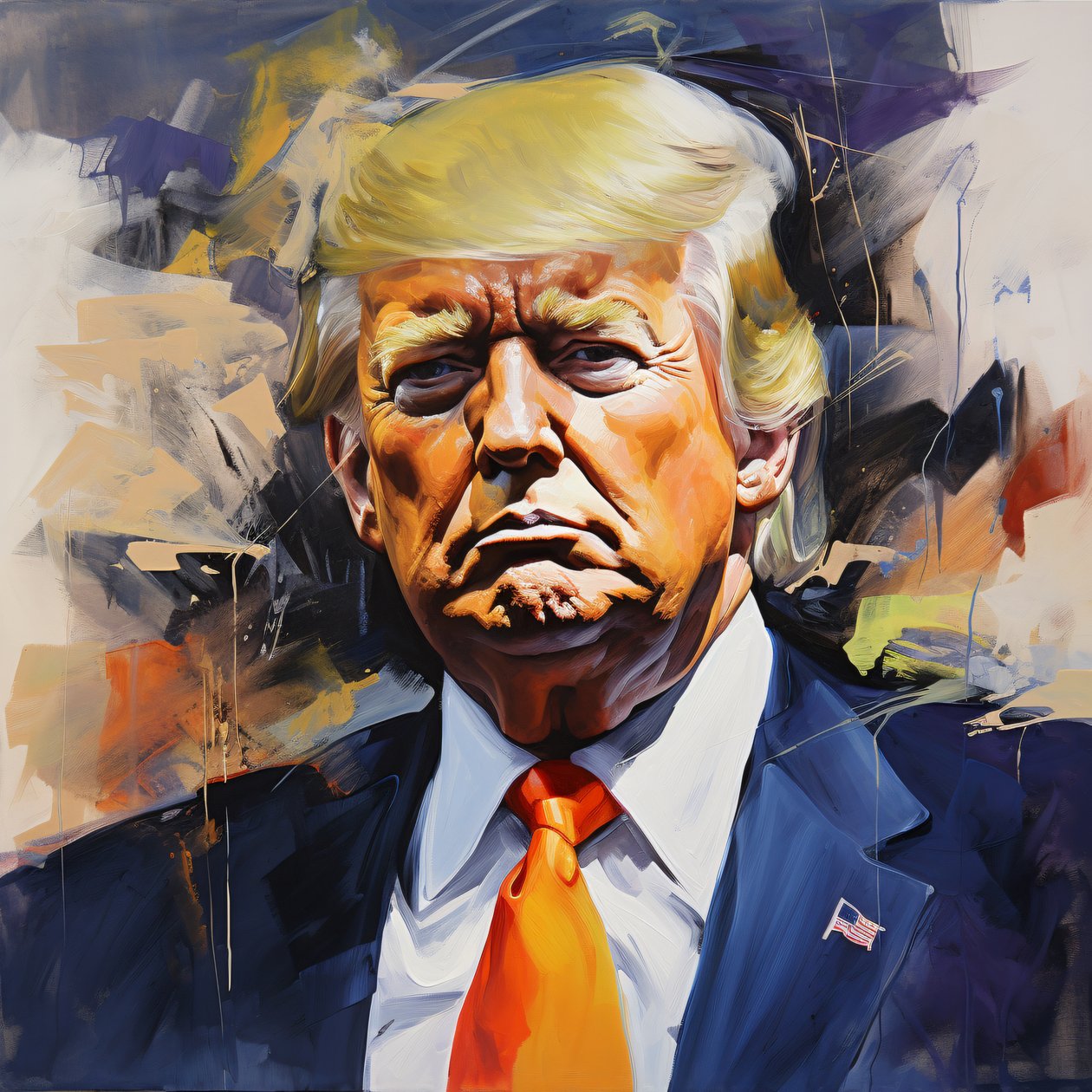 Akrylowy obraz Donalda Trumpa, współczesna grafika ścienna, dekoracja ścienna do biura autorstwa F. Abderrahim