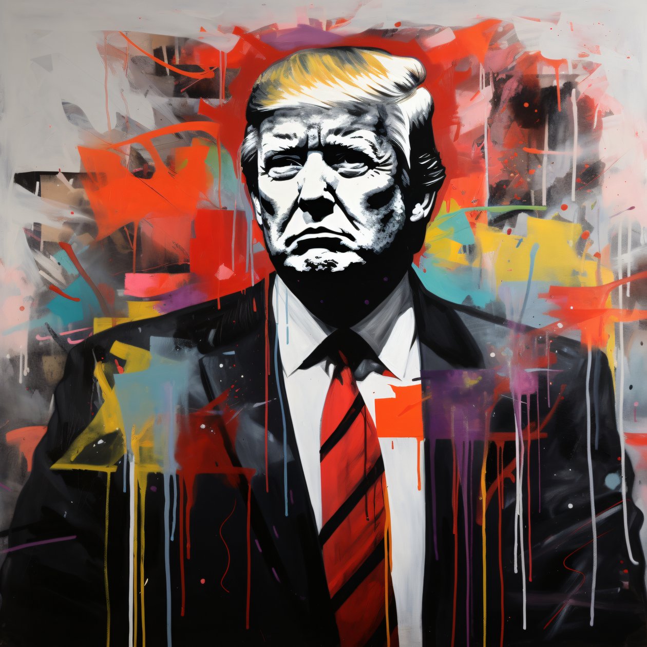 Donald Trump graffiti  street art rysunek, online, plakat drukuje jakość autorstwa F. Abderrahim