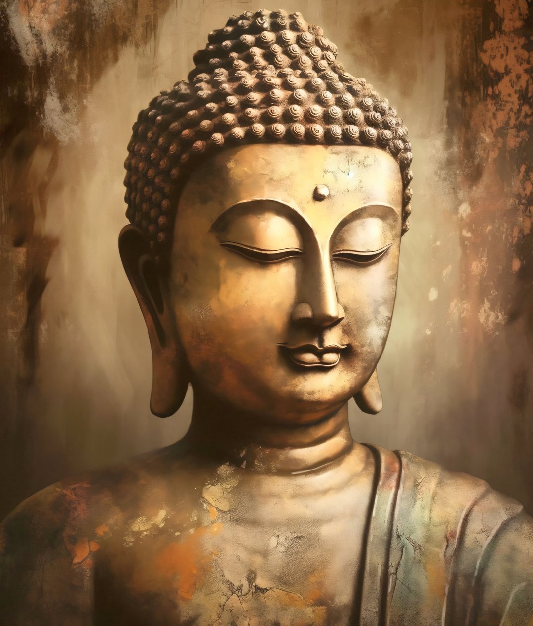Fotorealistyczny Budda Postać w medytacji, grafika na płótnie autorstwa F. Abderrahim