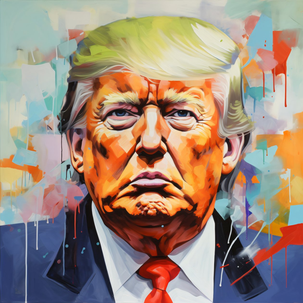Donald Trump obraz olejny na płótnie, oprawione wydruki ścienne z drewna autorstwa F. Abderrahim