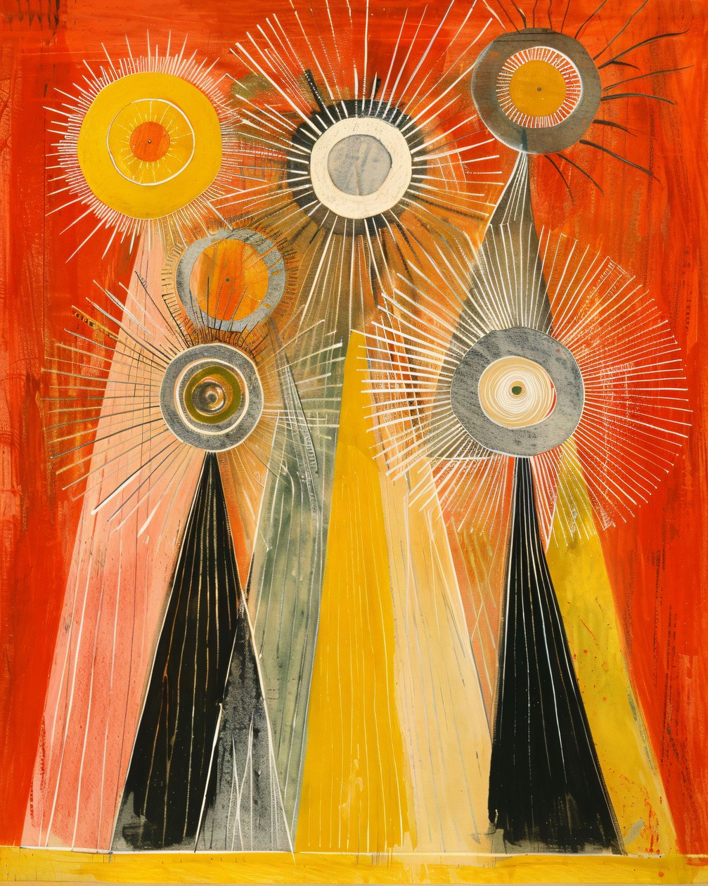Abstrakcyjny obraz olejny Hilma af Klint inspiracja, mistyczny styl, klasyczna dekoracja ścienna autorstwa F. Abderrahim