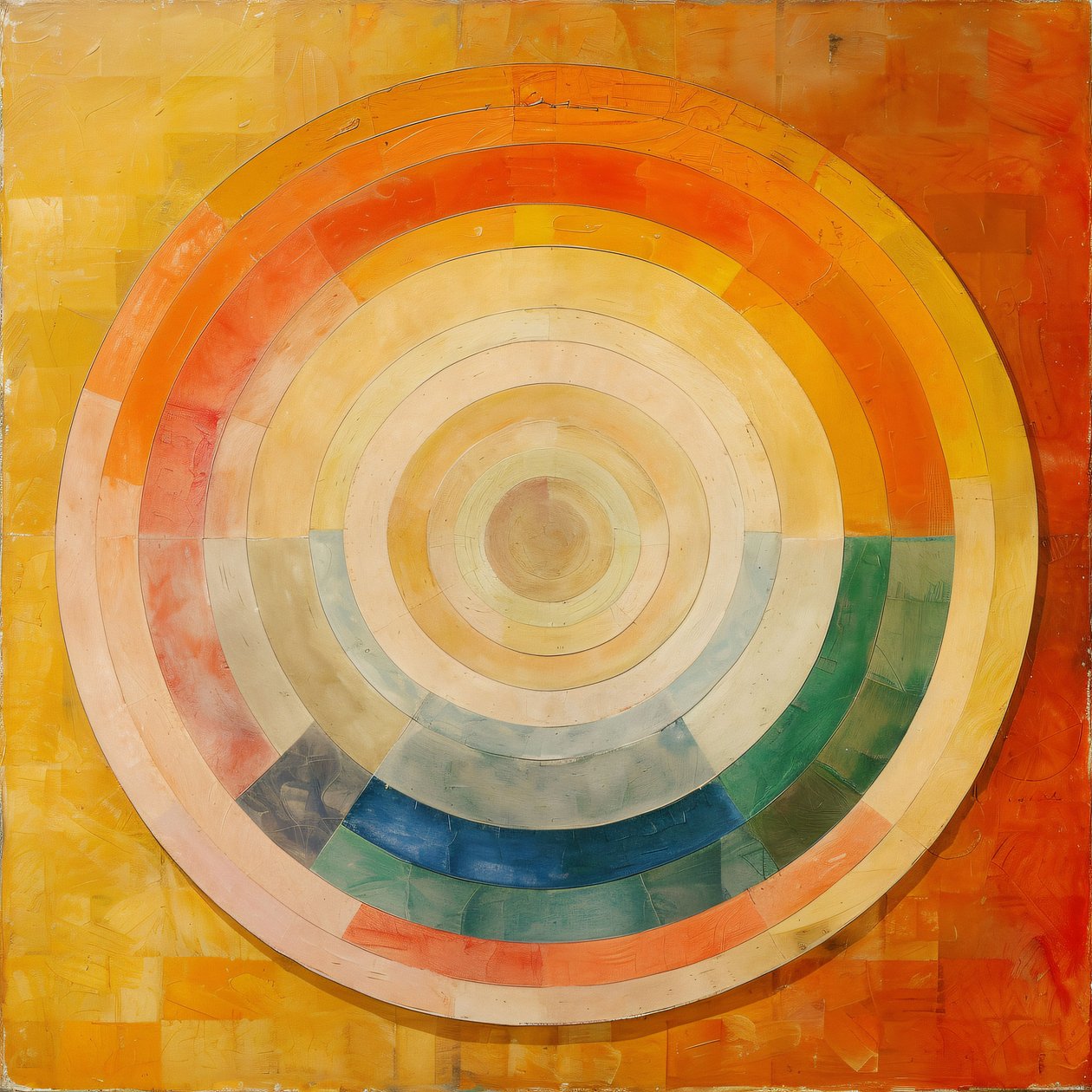 Abstrakcyjny obraz olejny, sztuka mistyczna, styl Hilma af Klint, grafiki online autorstwa F. Abderrahim