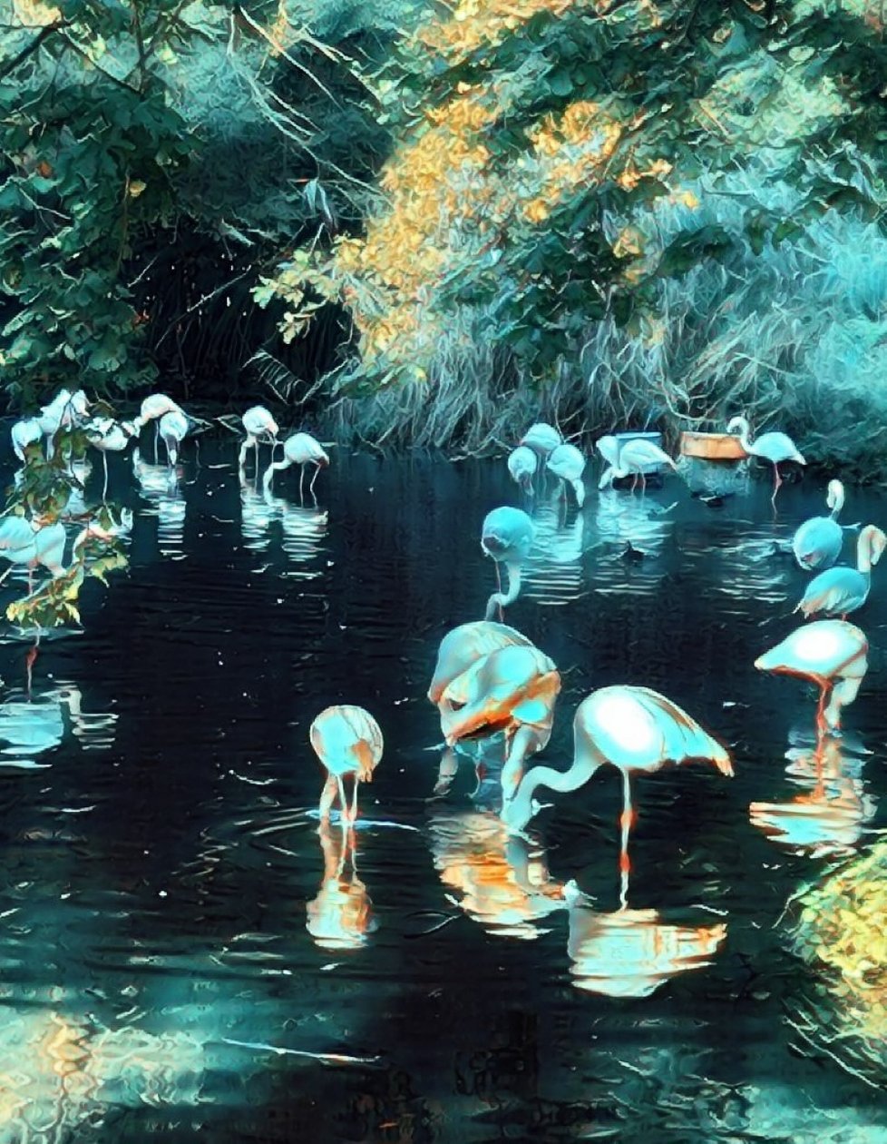 Flamingi. autorstwa Margareta Uliarte