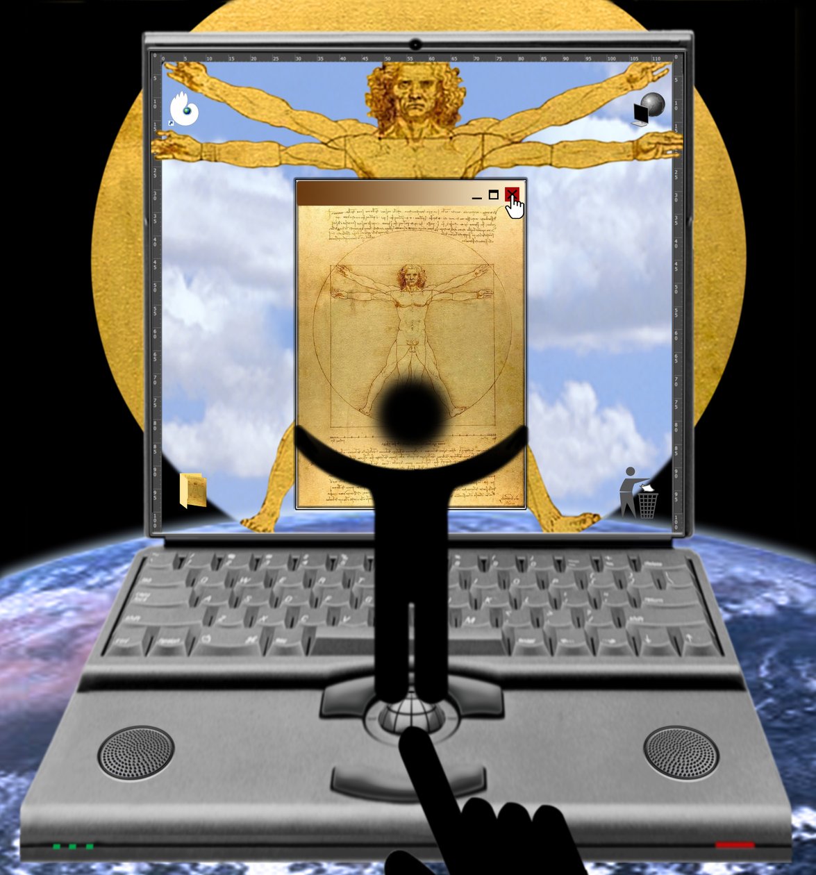 Człowiek lub kwadratura koła (z serii: Windows) autorstwa Alexander Eibach