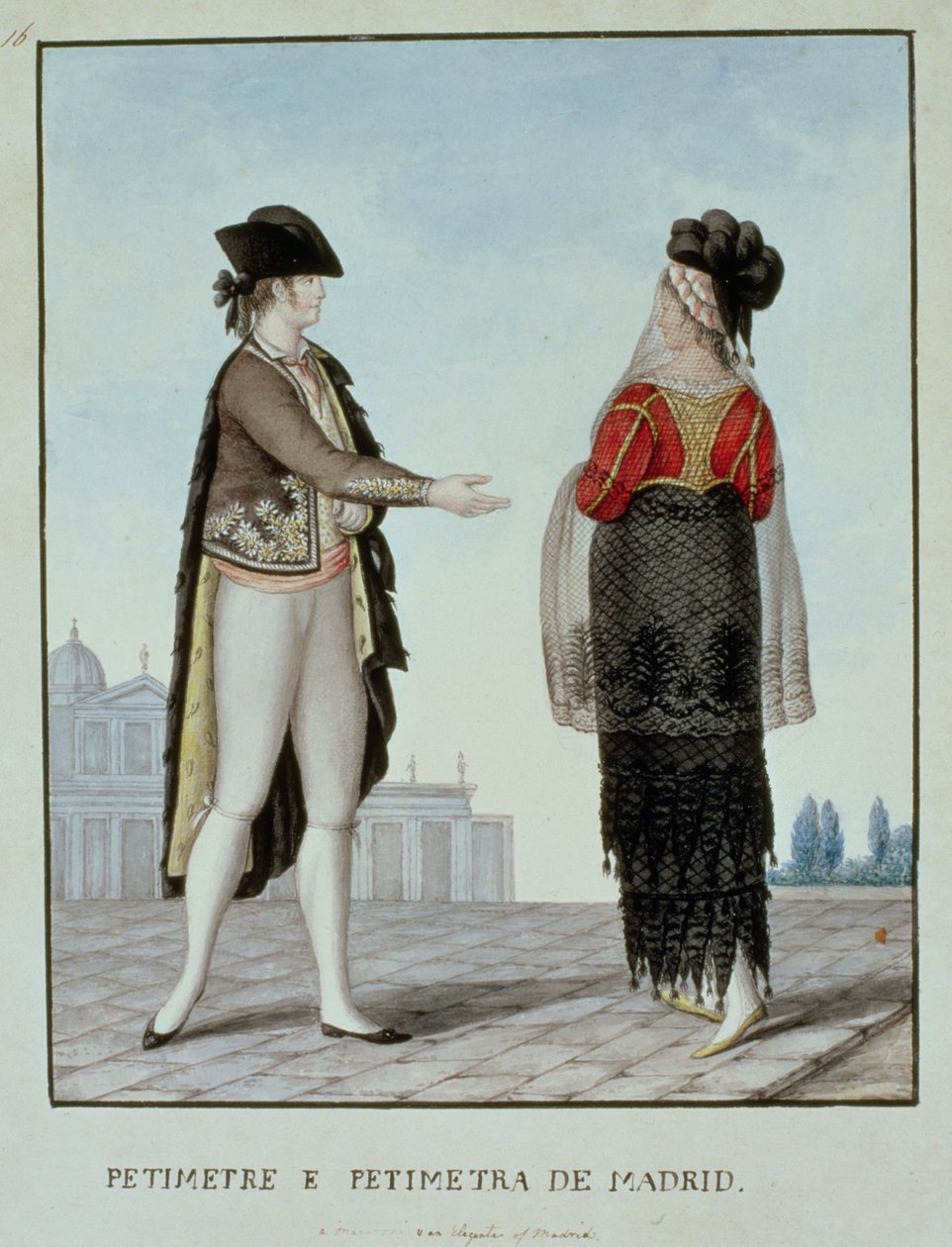 Szlachcianka i szlachcianka z Madrytu, k. XVIII w. (wc na papierze) autorstwa 18th century Naples school