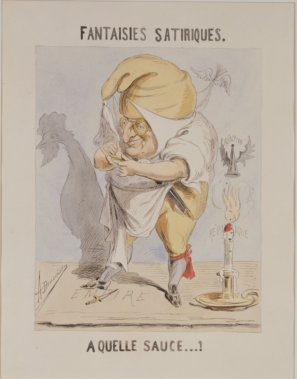 Fantazje satyryczne, karykatura Adolphe Thiers (1797-1877) autorstwa A. Belloguet