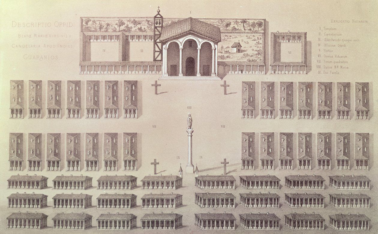 Plan misji Candelaria w Paragwaju, ryty przez Frederica Sorrieu (1807-71) autorstwa A. Demersay
