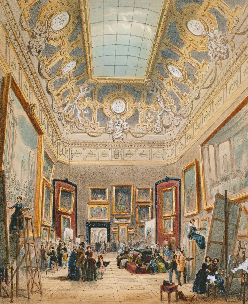 Dzień studiów w Luwrze, ok. 1840-49 autorstwa A Provost