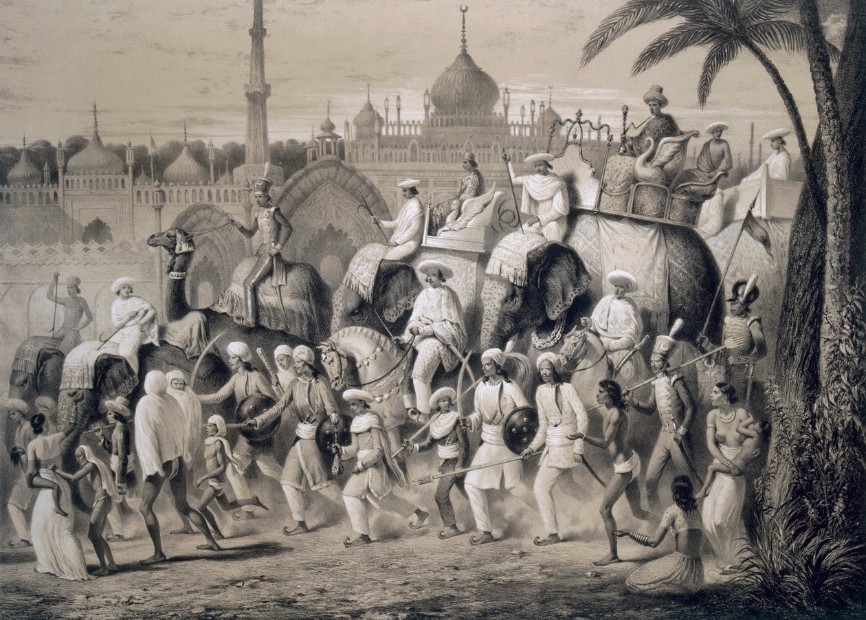 Lucknow, główna ulica, z „Podróży w Indiach”, 1859 autorstwa A. Soltykoff