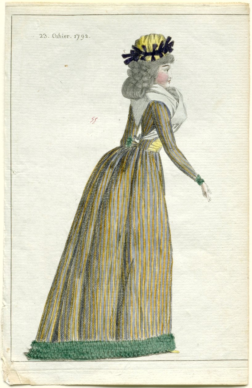nowości modowe Dziennik Mody i Smaku, 10 października 1792, zeszyt 23, pl. 1 autorstwa A.B. Duhamel (possibly)