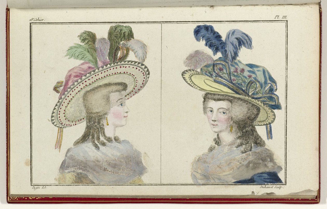 Cabinet des Modes lub New Modes, 1 sierpnia 1786, pl. III autorstwa A.B. Duhamel
