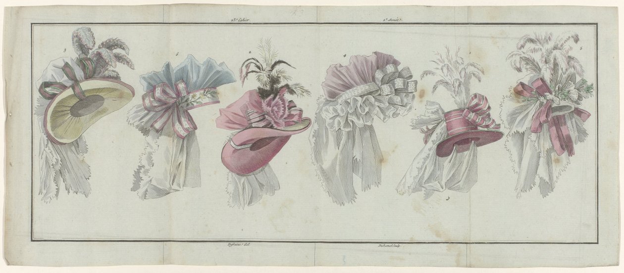 Magasin des Modes Nouvelles Françaises et Anglaises, 20 lipca 1787, zeszyt 25, rok 2, pojedyńczy pl. autorstwa A.B. Duhamel