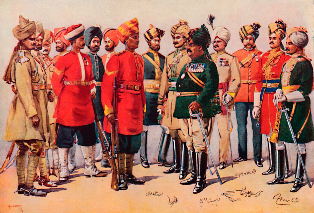 „Grupa żołnierzy indyjskich”, 1913 autorstwa AC Lovett