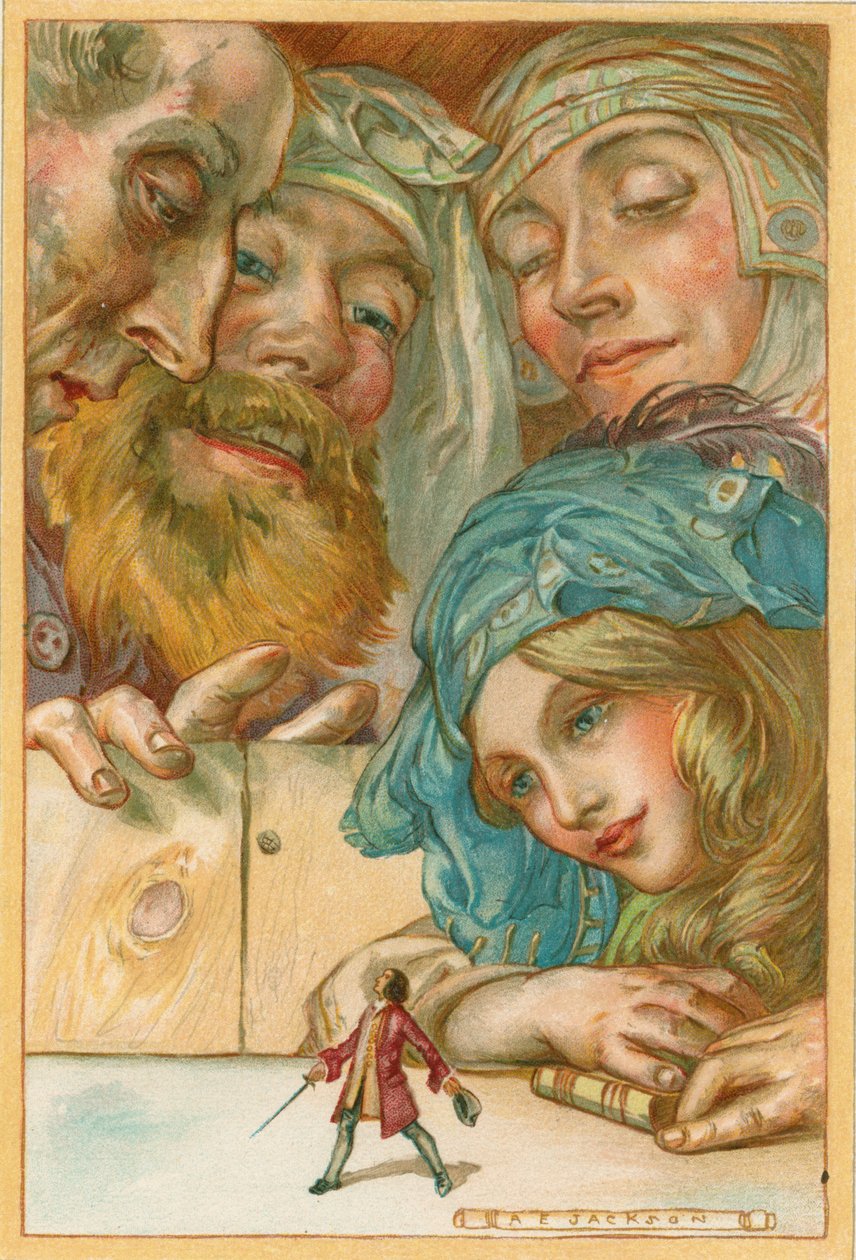 Scena z Podróży Guliwera autorstwa Jonathana Swifta, 1911 autorstwa AE Jackson