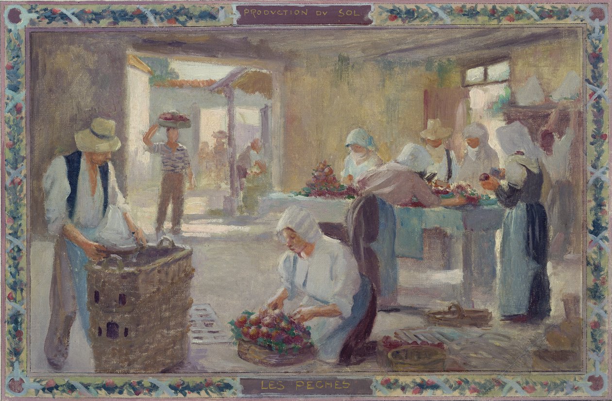 Produkcja Słońca: Brzoskwinie, 1892 autorstwa A.F. and Bonnencontre Gorguet
