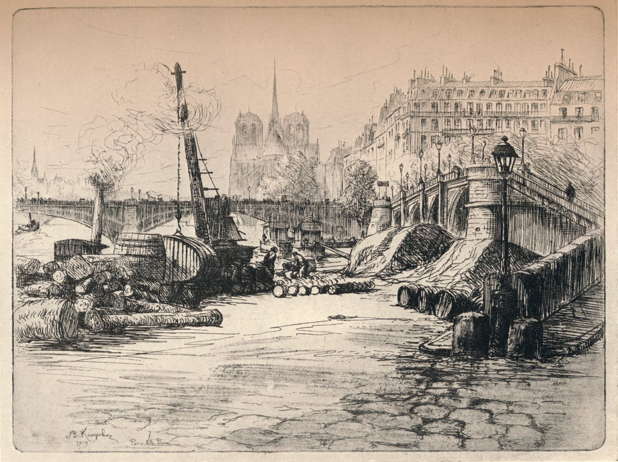 Notre Dame i Quai de Bethune, 1915 autorstwa AR Kempken