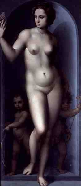 Venus Between Two Amores (olej na panelu) autorstwa A.  Piccinelli