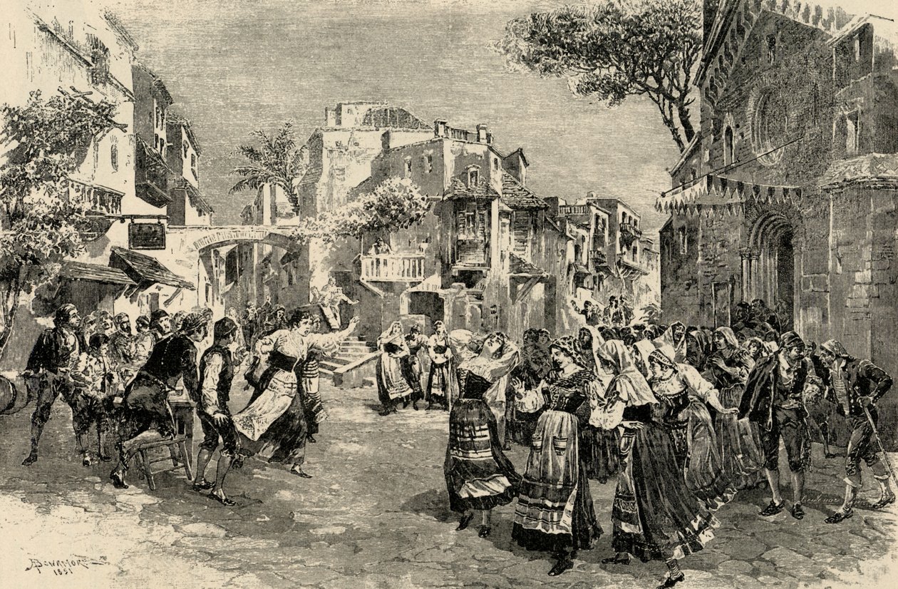 Opera Mascagniego Cavalleria Rusticana - akt końcowy autorstwa A. (after) Bonamore