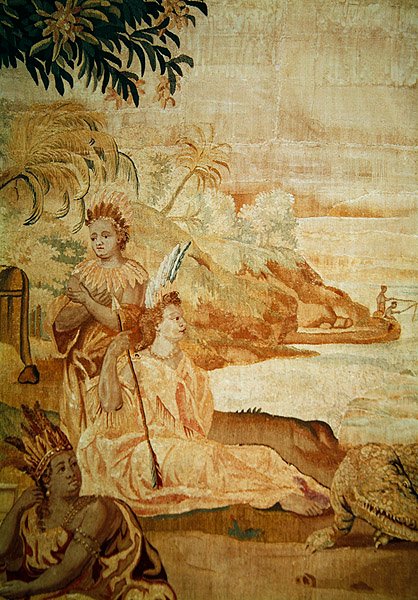 Ameryka, z gobelinu czterech stron świata, fragment dwóch postaci z tła (detal 184003) autorstwa A. Baertams