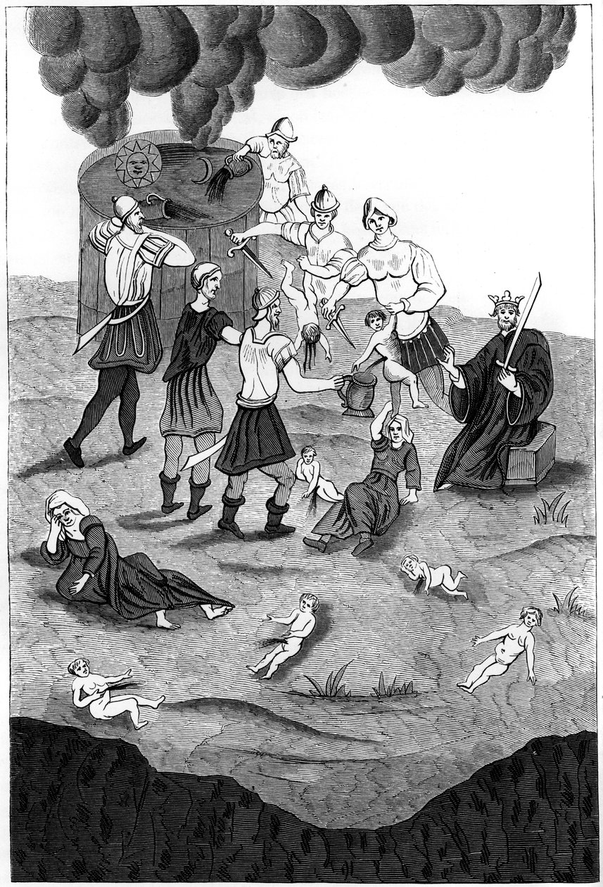 Żydzi pobierający krew od chrześcijańskich dzieci do swoich mistycznych obrzędów, 1849 autorstwa A. Bisson