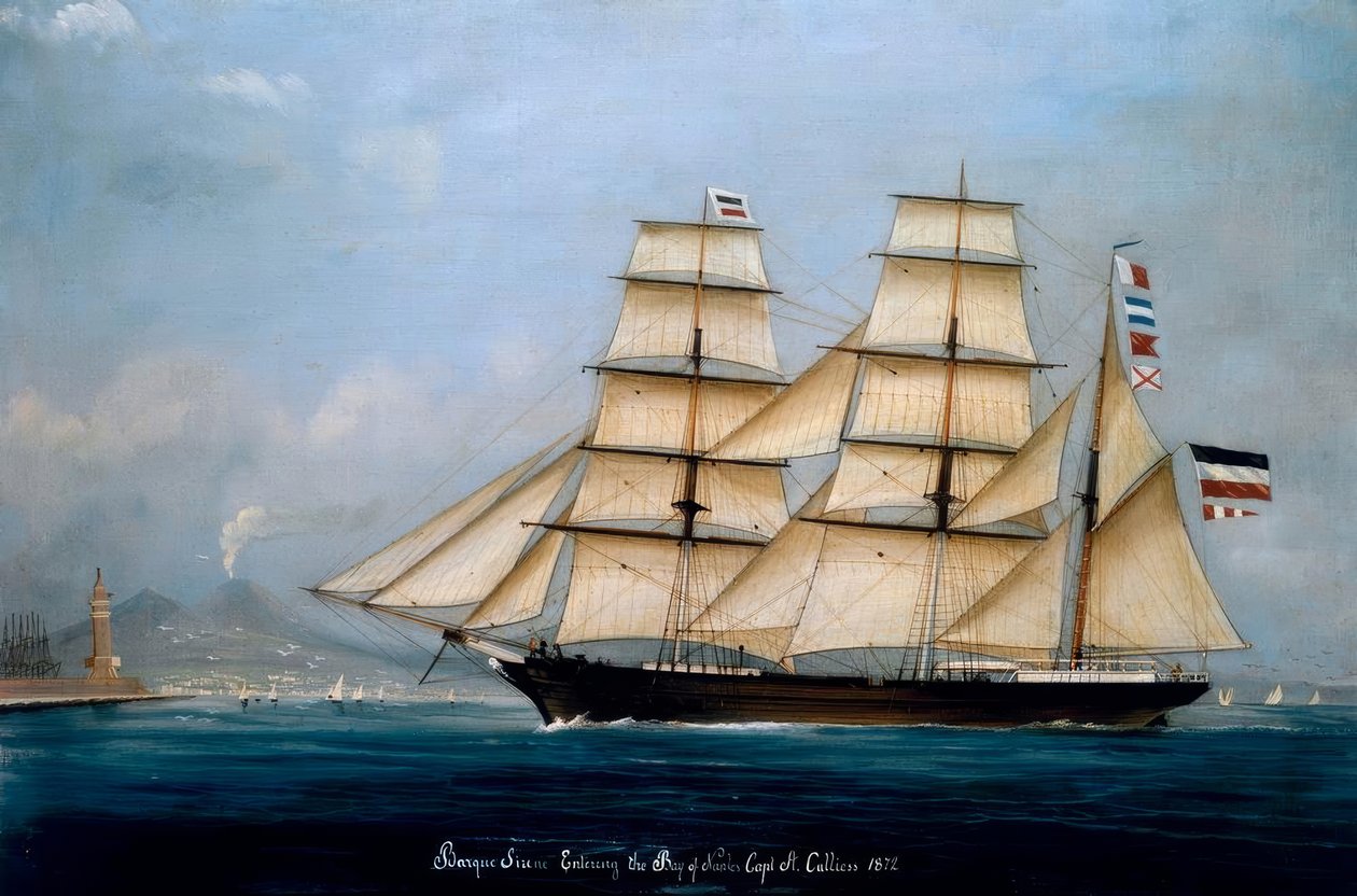 Barque Sirene wkraczająca do Zatoki Neapolitańskiej, kpt. A. Calliess autorstwa A. Calliess