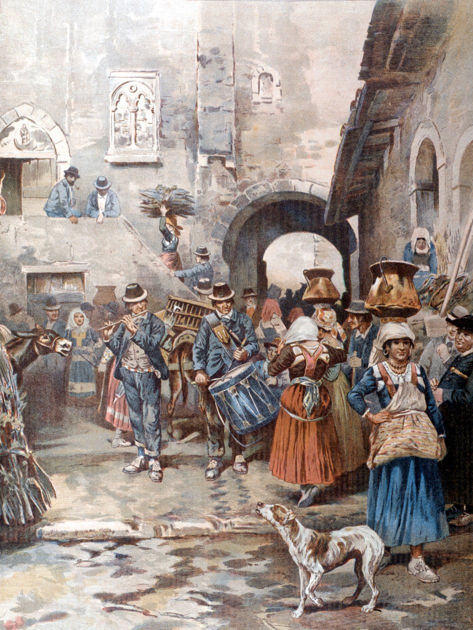 Wigilia Bożego Narodzenia na rzymskiej wsi 100 lat temu. autorstwa A. Coleman