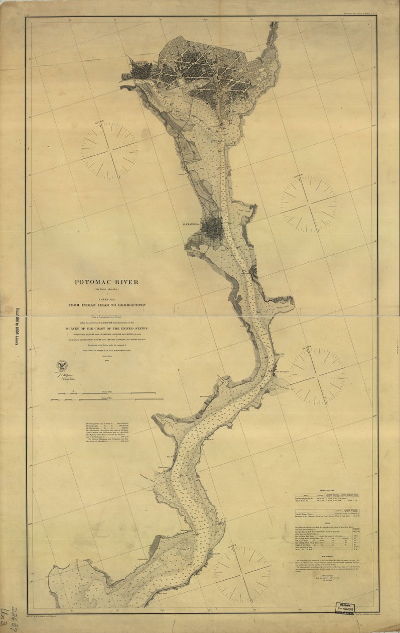 Rzeka Potomac (w czterech arkuszach): Arkusz nr. 4, od Indian Head do Georgetown autorstwa A. D. United States Coast Survey; Bache