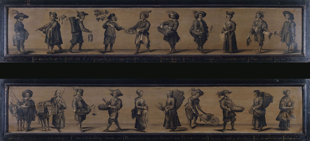 Les Cris de Paris, 1634 (olej na drewnie) autorstwa A. Doy