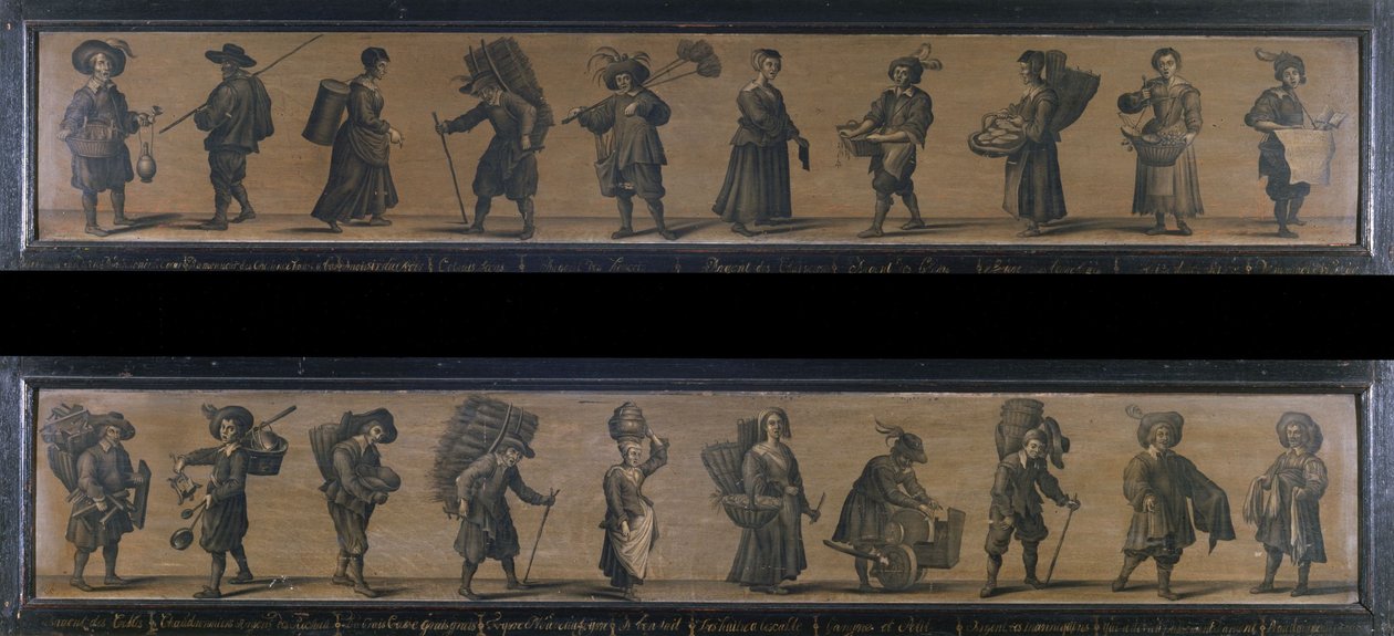 Les Cris de Paris, 1634 (olej na drewnie) autorstwa A. Doy