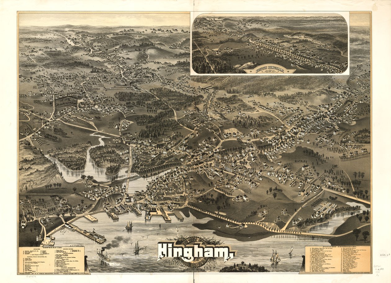 Miasto Hingham, hrabstwo Plymouth, Mass. 1885. autorstwa A. F.; Geo. H. Walker and Co. Poole