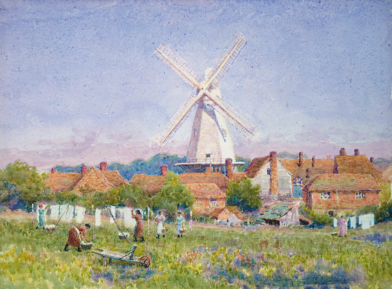 Kobiety wiszące pranie, Cranbrook Mill, Kent autorstwa A. Foord Hughes