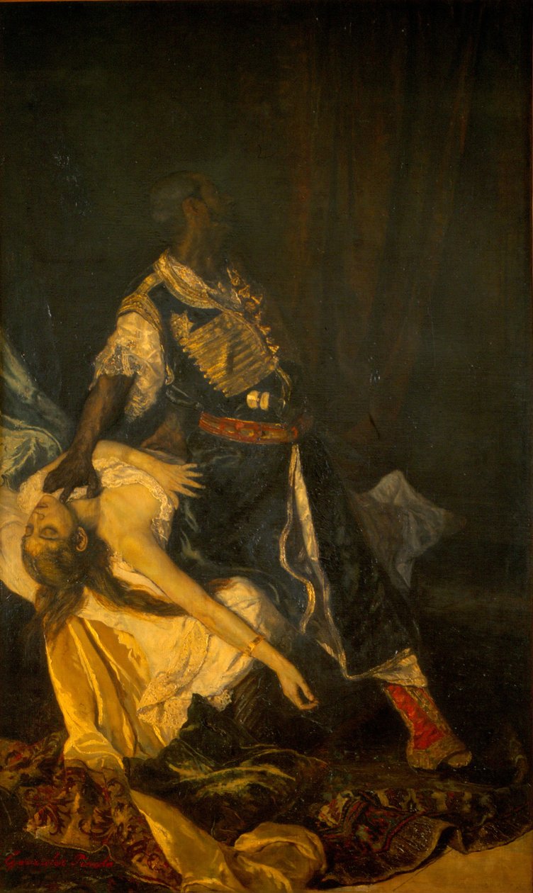 Otello zabija Desdemona, 1879 autorstwa A. González Pineda