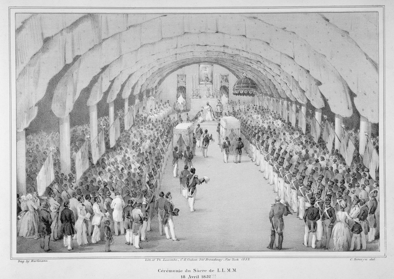 Koronacja generała Faustina Soulouque (ok. 1785-1867) jako cesarza Haiti, 18 kwietnia 1852, z „Album Imperiale d