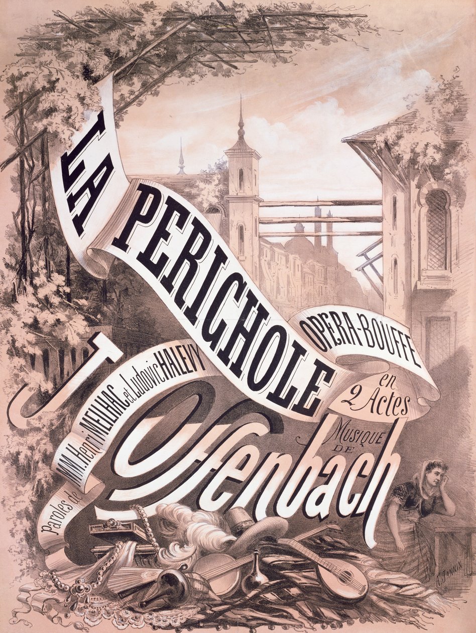 Plakat do „La Perichole”, operetki Jacquesa Offenbacha (1819-80) Henri Meilhaca (1830-97) i Ludovica Halevy (1834-1908) 1868 (litografia) autorstwa A. Jannin