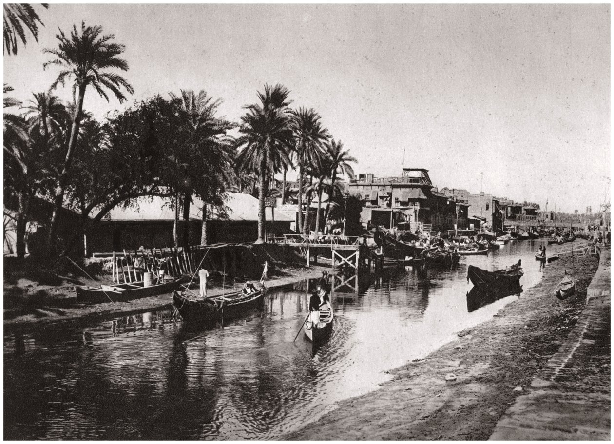 Ashar Creek prowadzący do Shatt al-Arab, Basra, Irak, 1925. autorstwa A. Kerim