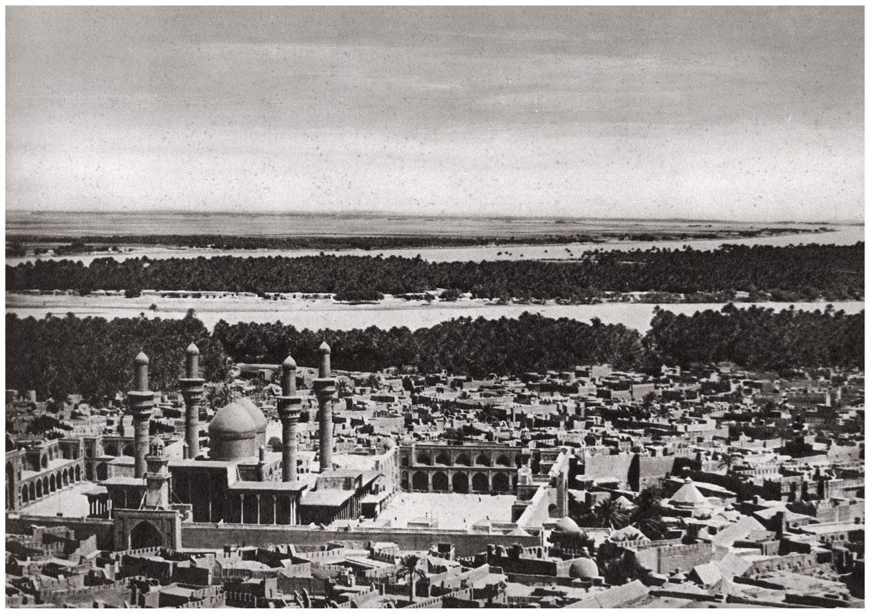 Kadhimiya, święte miasto niedaleko Bagdadu, z samolotu, Irak, 1925 autorstwa A. Kerim